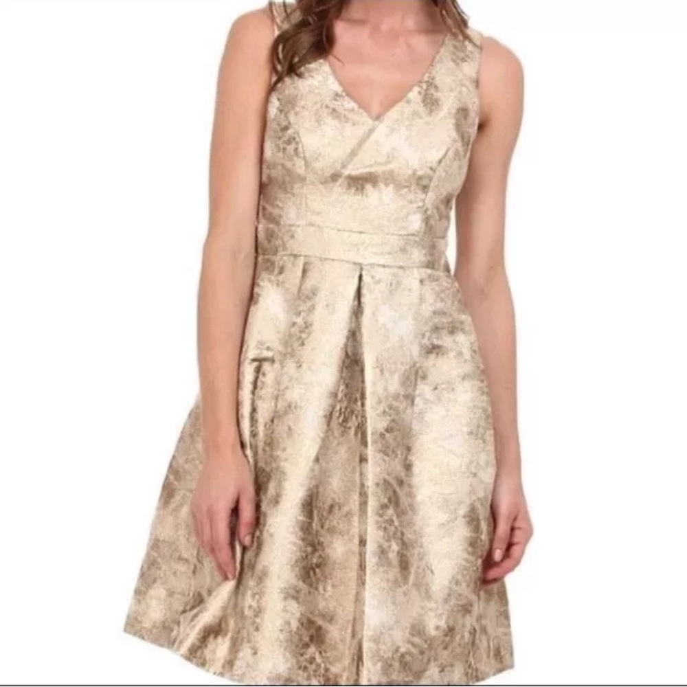 ☀️ NWT $148 -  Size 10 - Jessica Simpson Gold Champagne Dress Cocktail Wedding